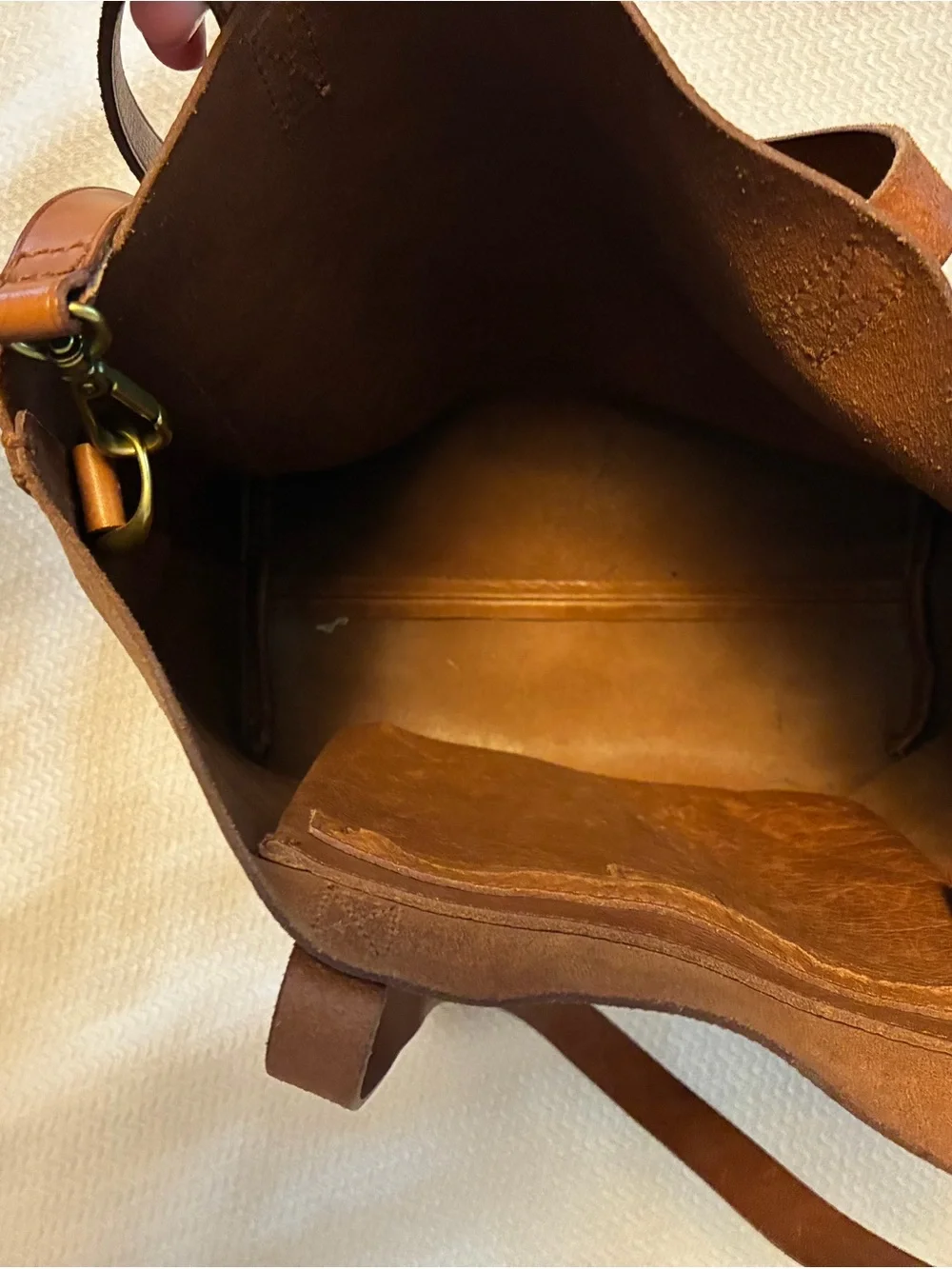Madewell The Transport Tote Tan Leather Pocket Tote with Crossbody Strap